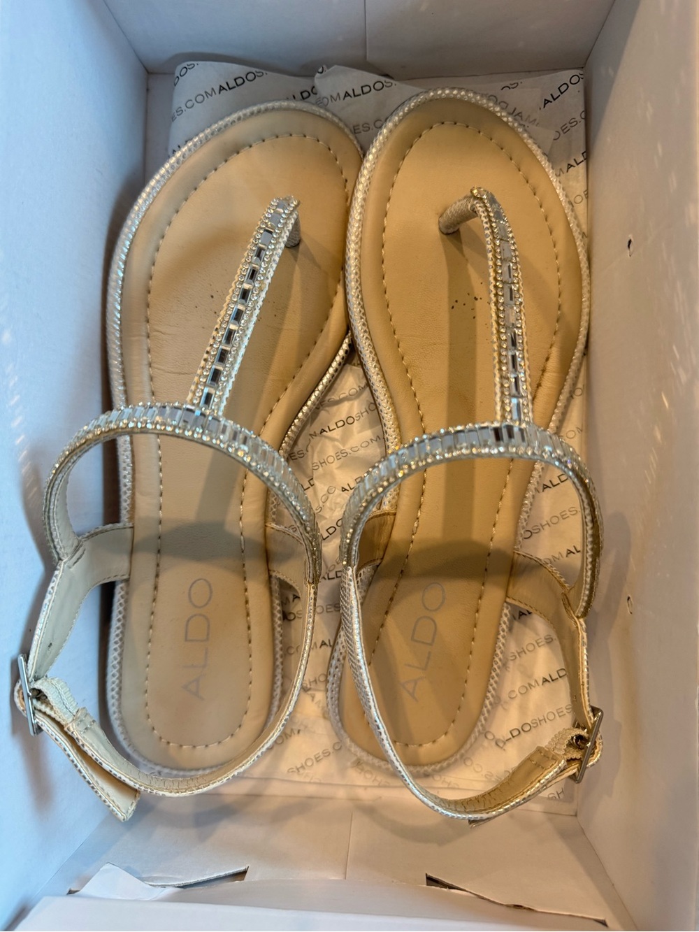 Aldo Beaded T-Strap Sandals